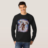 Laser Eyes Space Cat Riding Sloth, Dog Rainbow T-shirt (Voorkant volledig)