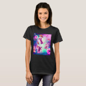Laser Eyes Space Cat With Dog Pug  Rainbow T-shirt (Voorkant volledig)