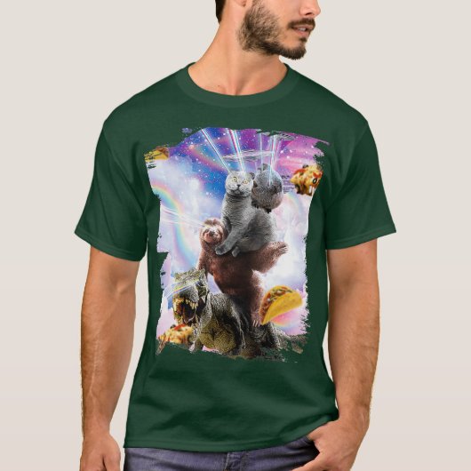 Laser Eyes Space Guinea Pig Cat Sloth Dinosaur T-shirt (Voorkant)