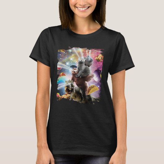 Laser Eyes Space Guinea Pig Cat Sloth Dinosaur T-shirt (Voorkant)