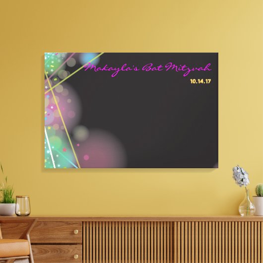 LASER GLOW Bar Bat Mitzvah Inlogbord Canvas Afdruk (Insitu (Woonkamer))