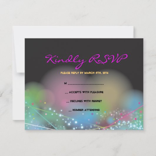 LASER GLOW in de DARK Bar Bat Mitzvah Reply Card RSVP Kaartje (Voorkant)