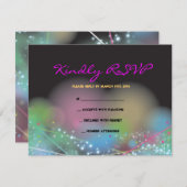 LASER GLOW in de DARK Bar Bat Mitzvah Reply Card RSVP Kaartje (Voorkant / Achterkant)