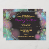 LASER GLOW in de DARK Bar Bat Mitzvah Uitnodiging (Voorkant / Achterkant)