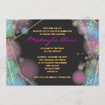 LASER GLOW in de DARK Bar Bat Mitzvah Uitnodiging