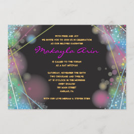 LASER GLOW in de DARK Bar Bat Mitzvah Uitnodiging