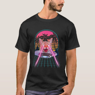 Laser Kat Ogen Kitten UFO Retro 80s Grappige Katte T-shirt