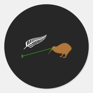 Laser Kiwi vlag - Nieuw-Zeeland Populaire keuze Ronde Sticker