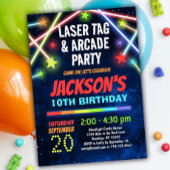 Laser Label & Arcade Birthday Uitnodiging voor jon