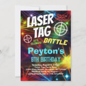 Laser Label Battle Verjaardagsfeest Kaart (Voorkant)