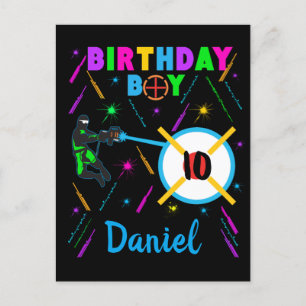 Laser Label Birthday Boy Party Gamer Gaming  Briefkaart