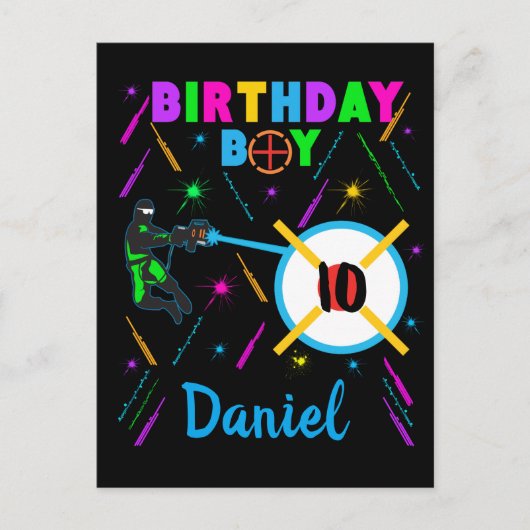 Laser Label Birthday Boy Party Gamer Gaming Briefkaart (Voorkant)