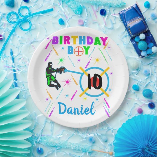 Laser Label Birthday Boy Party Gamer Gaming  Papieren Bordje (Feest)