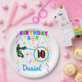 Laser Label Birthday Boy Party Gamer Gaming  Papieren Bordje (Feest)