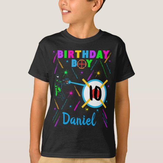 Laser Label Birthday Boy Party Gamer Gaming T-Shir T-shirt (Voorkant)