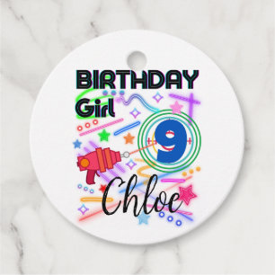 Laser Label Birthday Girl Party Colorful