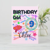 Laser Label Birthday Girl Party Colorful Kaart (Staand voorkant)