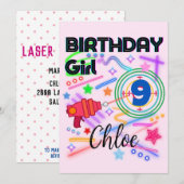 Laser Label Birthday Girl Party Colorful Kaart (Voorkant / Achterkant)