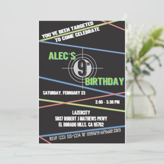 Laser Label Birthday Invitation Aankondiging (Staand voorkant)