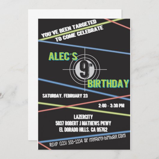 Laser Label Birthday Invitation Aankondiging (Voorkant / Achterkant)