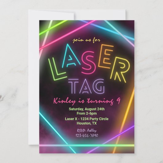 Laser Label Birthday Invitation | Label met lasers Kaart (Voorkant)