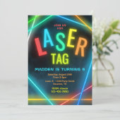 Laser Label Birthday Invitation | Laserpartij Labe Kaart (Staand voorkant)