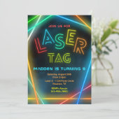 Laser Label Birthday Invitation | Laserpartij Labe Kaart (Staand voorkant)