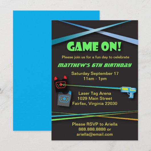 Laser Label Birthday of Team Building Party Kaart (Voorkant / Achterkant)