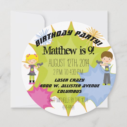 Laser Label Birthday Party Gepersonaliseerd Cirkel Kaart (Voorkant)
