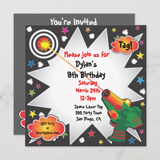 Laser Label Birthday Party Invitation Kaart (Voorkant / Achterkant)
