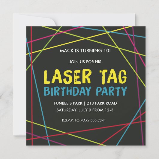 Laser Label Birthday Party Invitation Kaart (Voorkant)