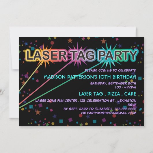 Laser Label Birthday Party Invitation Kaart (Voorkant)