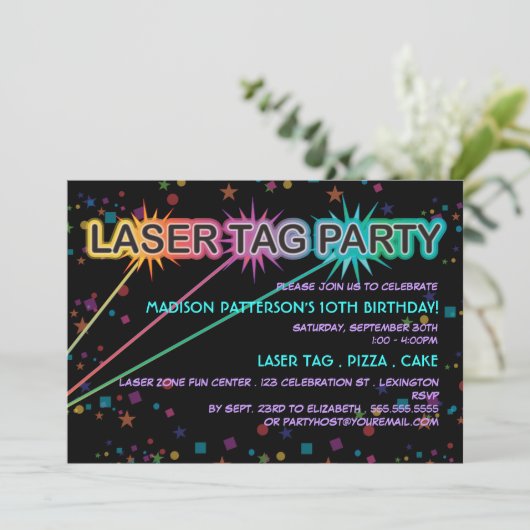 Laser Label Birthday Party Invitation Kaart (Staand voorkant)