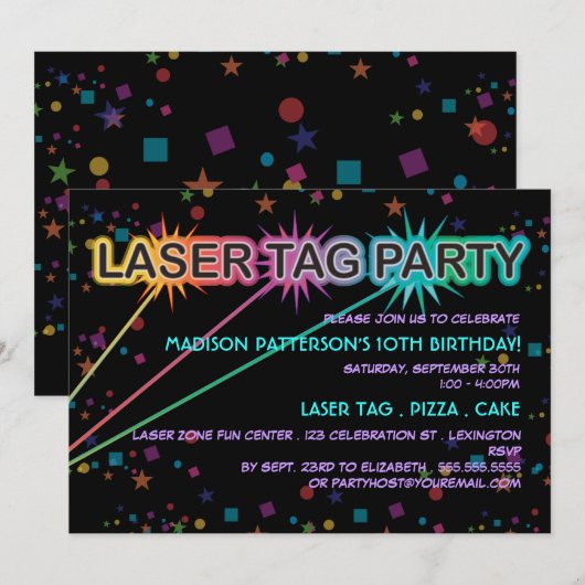 Laser Label Birthday Party Invitation Kaart (Voorkant / Achterkant)