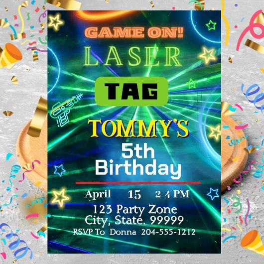 Laser Label Birthday Party Invitation Kaart