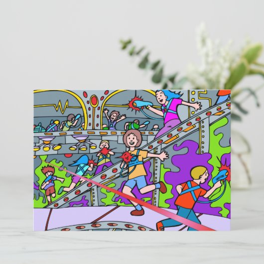 Laser Label Birthday Party Invitation Kaart (Staand voorkant)