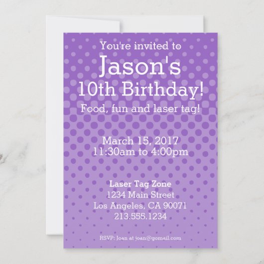 Laser Label Birthday Party Invitation Kaart (Achterkant)