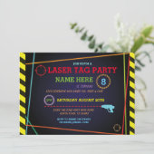 Laser Label Birthday Party Zone Neon Invitation Kaart (Staand voorkant)
