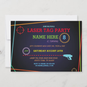 Laser Label Birthday Party Zone Neon Laser Pistool Kaart