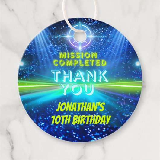 Laser Label Blauw Groen Neon Glow Boys Bedankt (Voorkant)