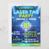 Laser Label Blauw Groen Neon Glow Boys Verjaardags Kaart (Voorkant)