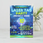 Laser Label Blauw Groen Neon Glow Boys Verjaardags Kaart (Staand voorkant)
