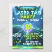 Laser Label Blauw Groen Neon Glow Boys Verjaardags Kaart (Voorkant)