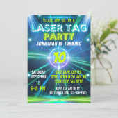 Laser Label Blauw Groen Neon Glow Boys Verjaardags Kaart (Staand voorkant)