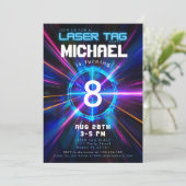 Laser Label Blue Boy Verjaardagsfeestje Kaart (Staand voorkant)