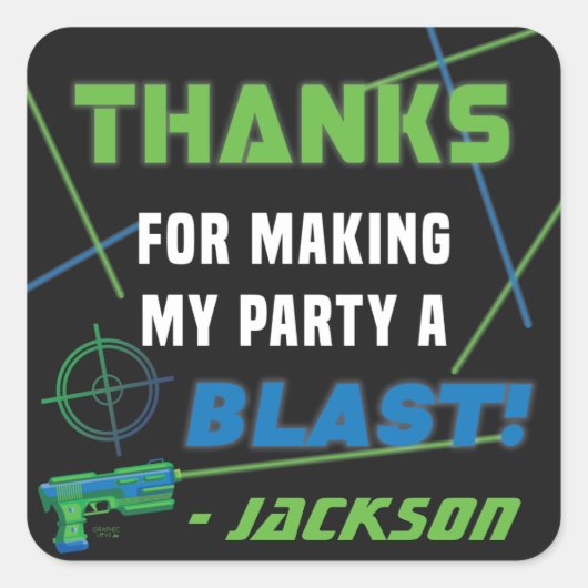 Laser Label Blue en Green Birthday Party (Voorkant)