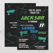 Laser Label Blue en Green Birthday Party Kaart (Voorkant / Achterkant)