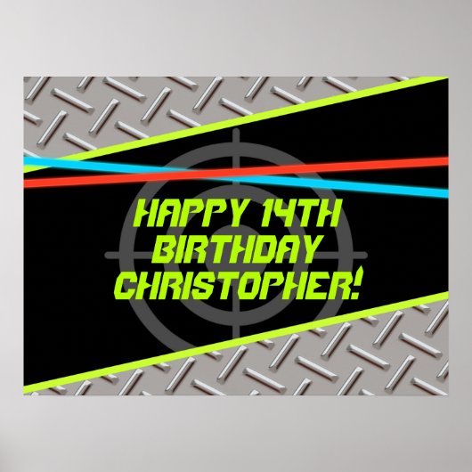 Laser Label Boy Birthday Party Persoonlijke achter Poster (Voorkant)
