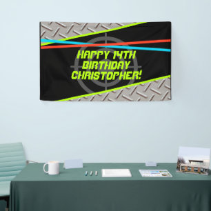 Laser Label Boy Birthday Party Persoonlijke achter Spandoek