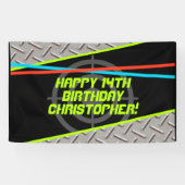 Laser Label Boy Birthday Party Persoonlijke achter Spandoek (Horizontaal)